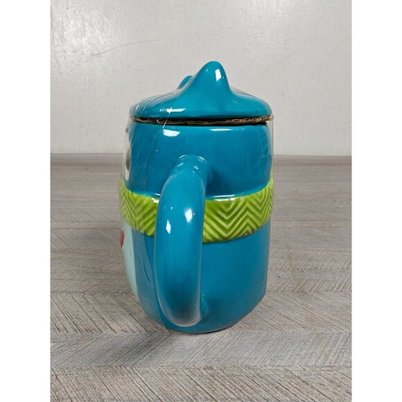 St. Nicholas Square Hand Painted Owl Mug With Lid 16oz Ceramic Blue With Green S - Picture 5 of 8
